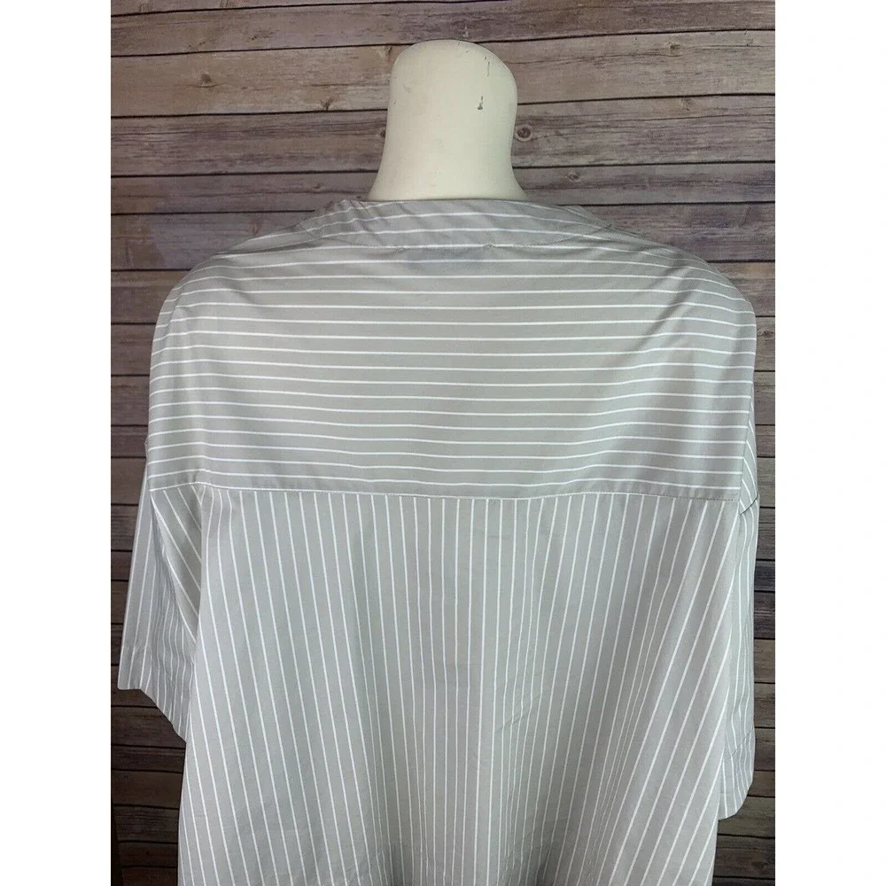 Anna Seravalli Stripe Vneck Half Sleeve White Blouse Top